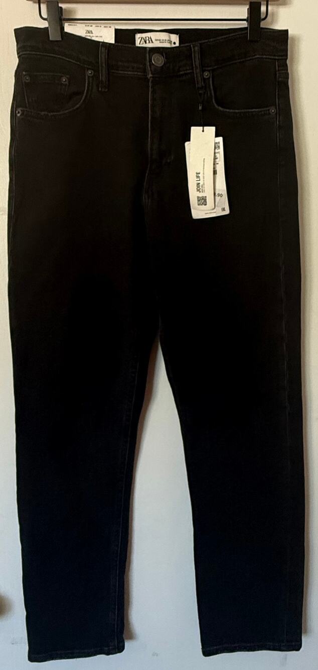 NWT Zara Slim Cropped Jeans Washed Black Charcoal Denim, 8